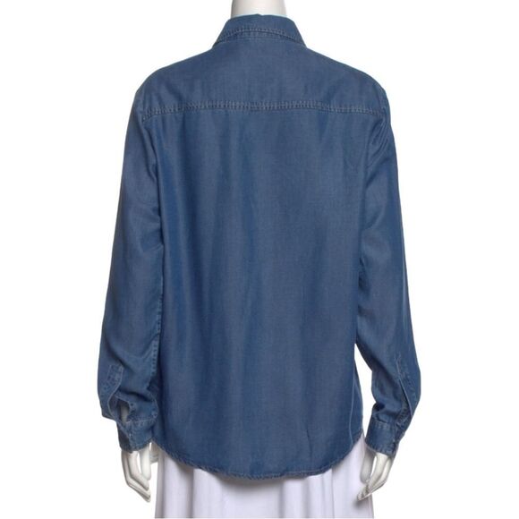 THE KOOPLES Embroidered Crane Long Sleeve Button Up Lyocell Chambray Shirt - Picture 8 of 11
